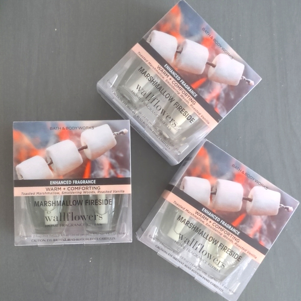 NWT/NIB BBW 6 (3 2-Packs) Enhanced Wallflowers Refill Marshmallow Fireside